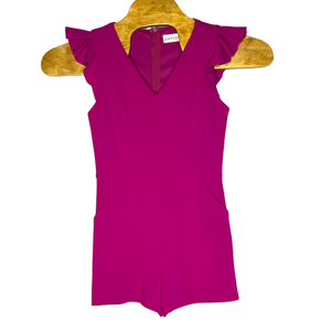 Pants Store Fushia Shorts Romper Flutter Cap Sleeves V Neck Size Small‎